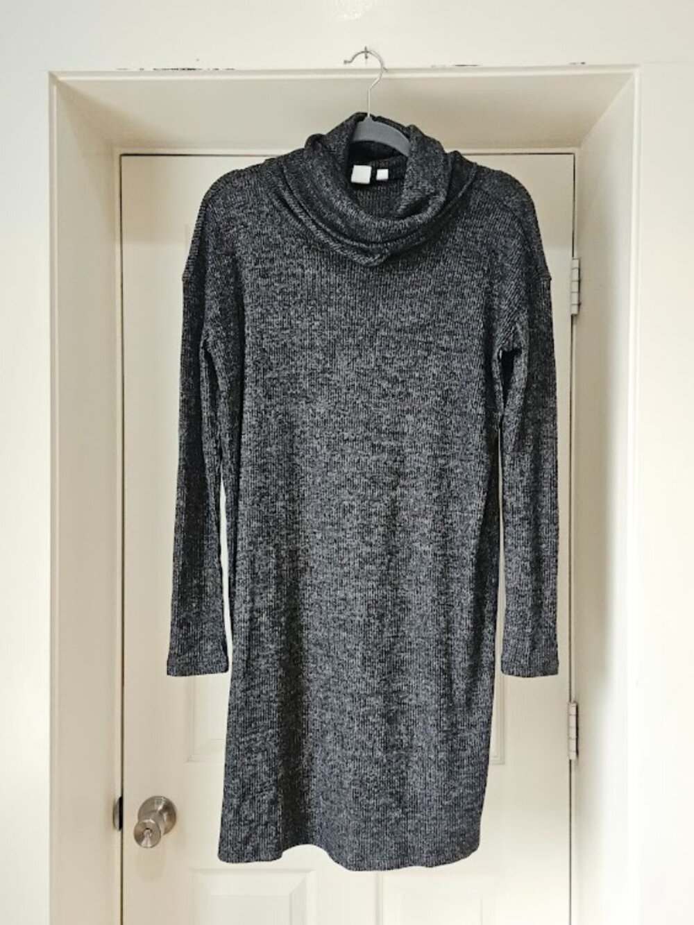 GAP Grunge Goth Grey Knit Sweater Dress Cowl Neck Gray Indie Sleaze Shirt Mini
